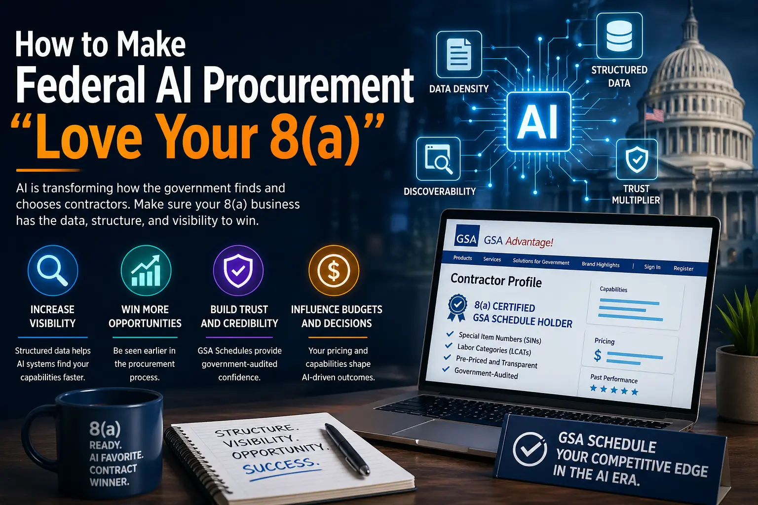 GSA Schedule advantages for 8(a) businesses in federal AI procurement