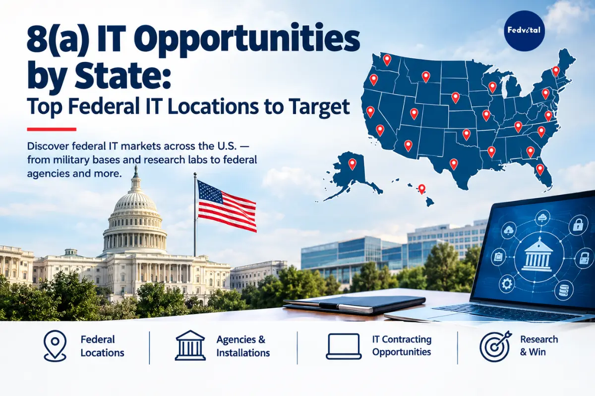 Top 3 Federal IT Buyers Locations by state showing federal IT locations across the United States